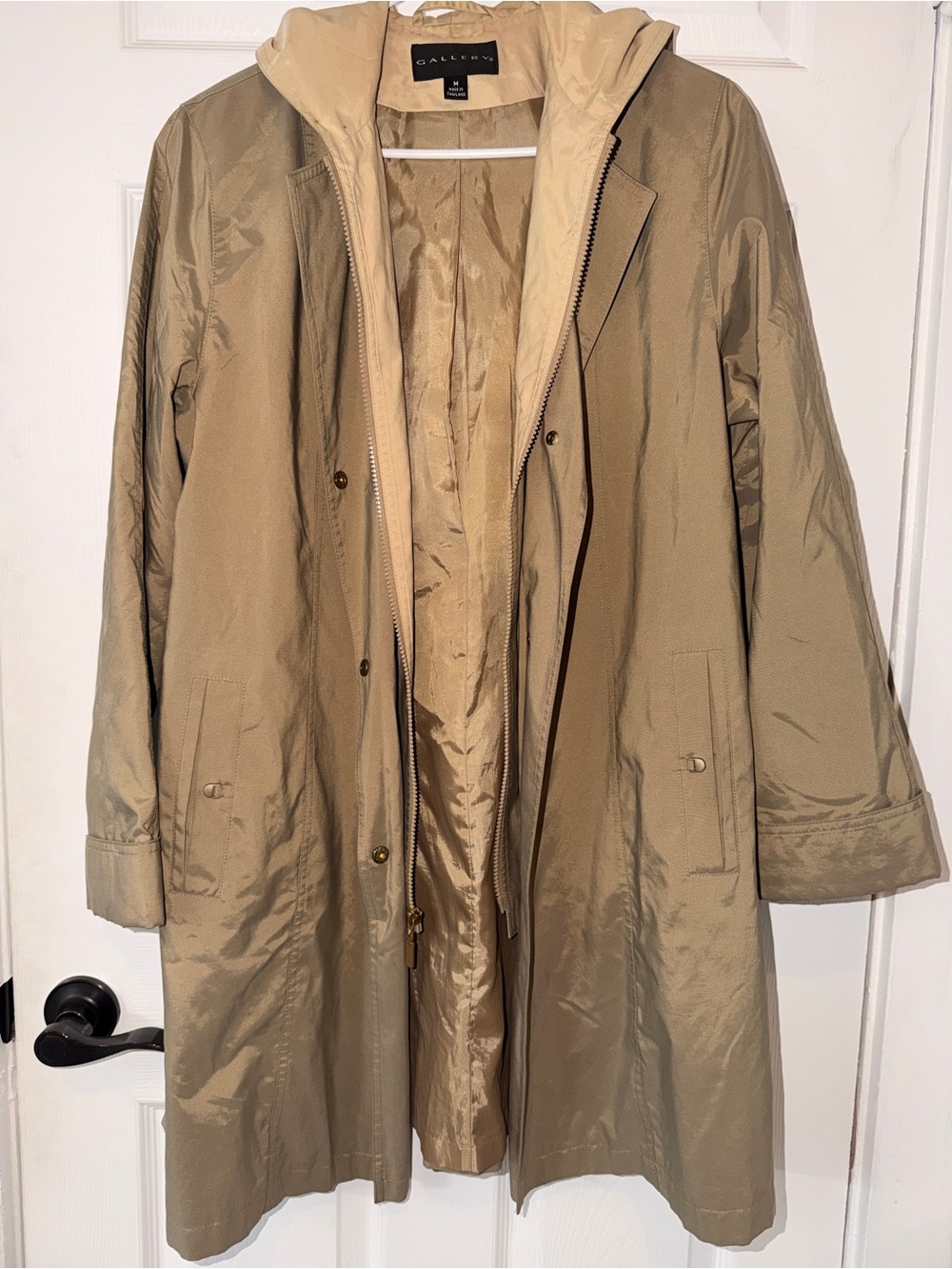 Gallery Beige Hooded Trench Coat
